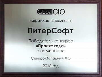 Диплом победителя в конкурсе "Проект года"